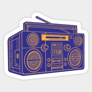 Boombox (Yellow Orange Lines + Blue Drop Shadow) Analog / Music Sticker